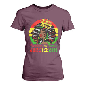 Black Women T Shirt For Women Remembering My Ancestors Juneteenth Celebrate TS01 Maroon Print Your Wear