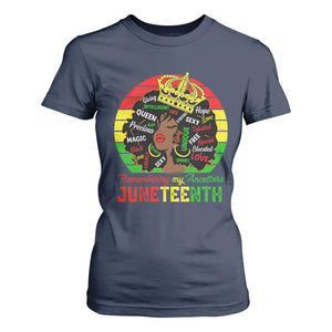 Black Women T Shirt For Women Remembering My Ancestors Juneteenth Celebrate TS01 Navy Print Your Wear