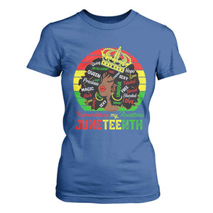 Black Women T Shirt For Women Remembering My Ancestors Juneteenth Celebrate TS01 Royal Blue Print Your Wear