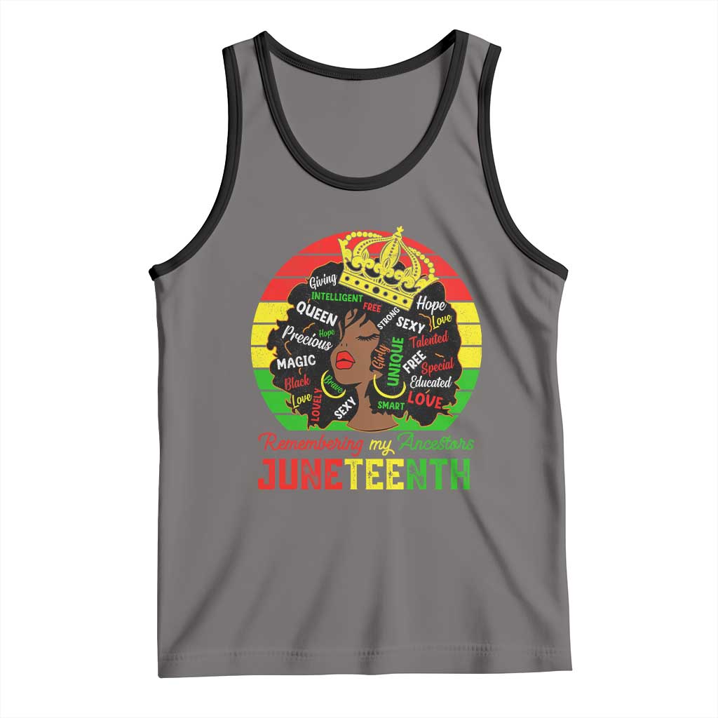 Black Women Tank Top Remembering My Ancestors Juneteenth Celebrate TS01 Deep Heather Black Print Your Wear