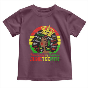 Black Women Toddler T Shirt Remembering My Ancestors Juneteenth Celebrate TS01 Maroon Print Your Wear