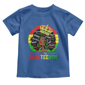 Black Women Toddler T Shirt Remembering My Ancestors Juneteenth Celebrate TS01 Royal Blue Print Your Wear