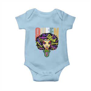 Black Queen Baby Onesie Proud Melanin Strong Educated Retro Vintage TS01 Light Blue Print Your Wear