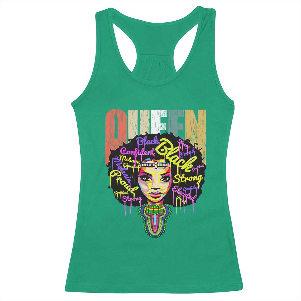 Black Queen Racerback Tank Top Proud Melanin Strong Educated Retro Vintage TS01 Irish Green Print Your Wear