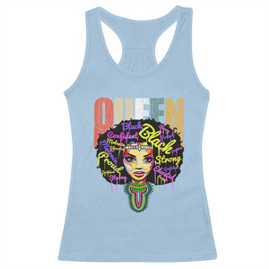 Black Queen Racerback Tank Top Proud Melanin Strong Educated Retro Vintage TS01 Light Blue Print Your Wear