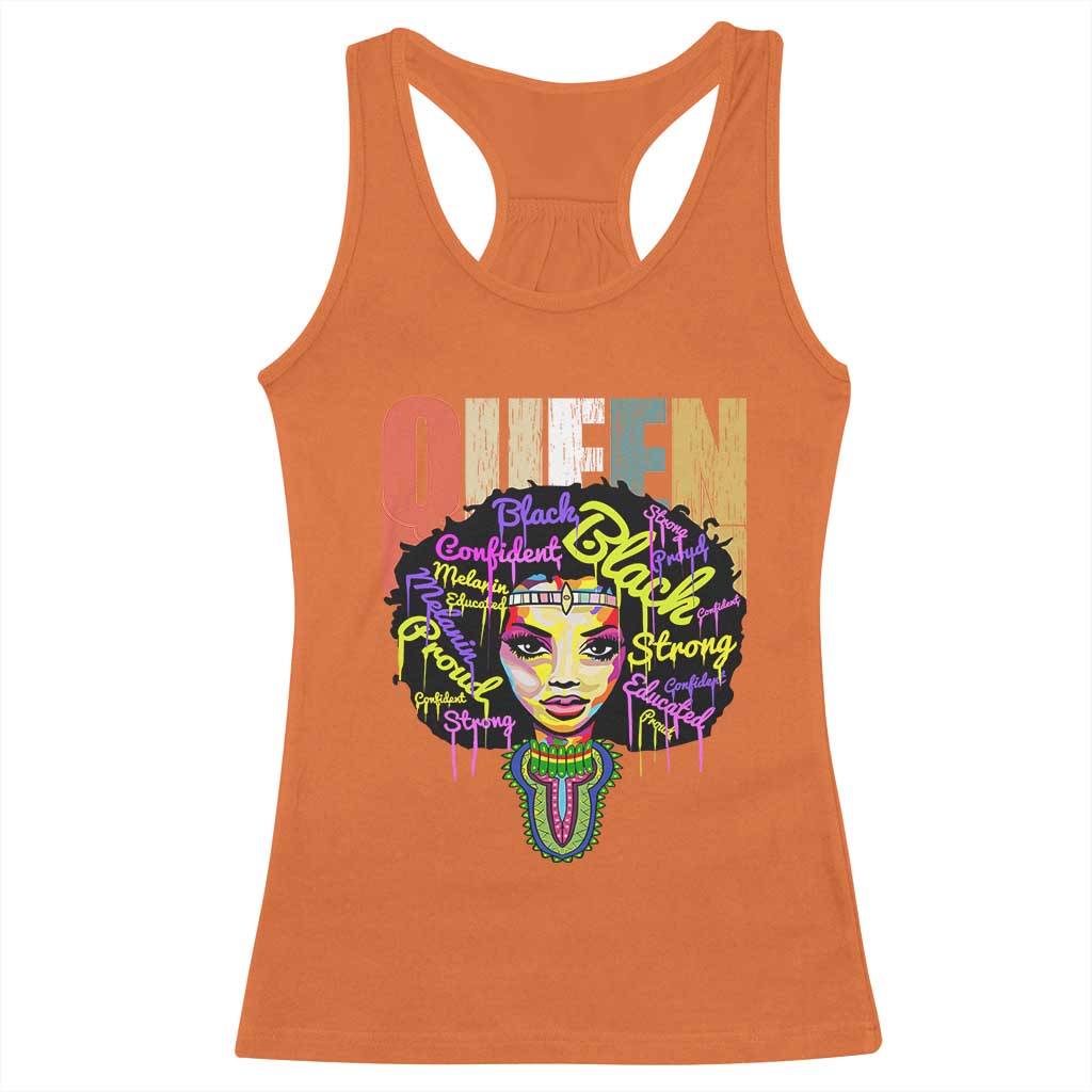 Black Queen Racerback Tank Top Proud Melanin Strong Educated Retro Vintage TS01 Orange Print Your Wear