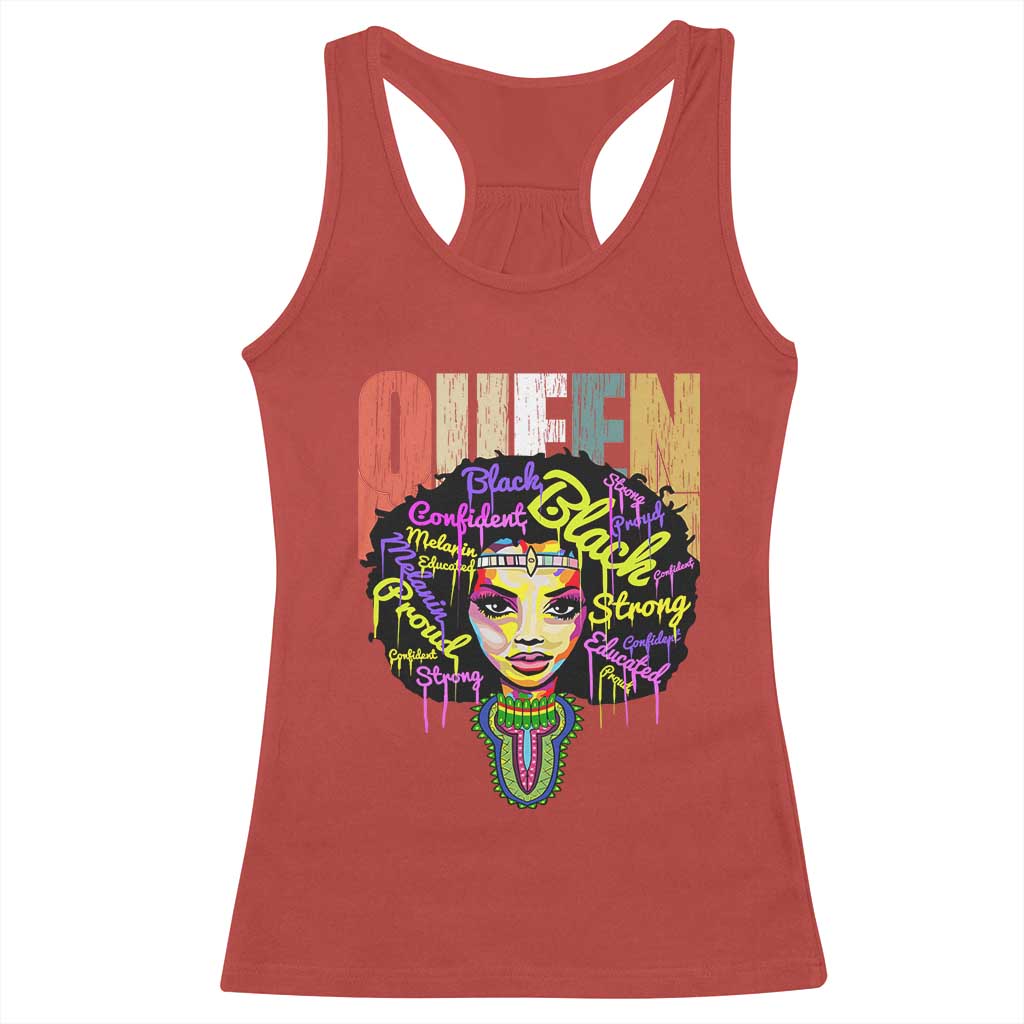 Black Queen Racerback Tank Top Proud Melanin Strong Educated Retro Vintage TS01 Red Print Your Wear