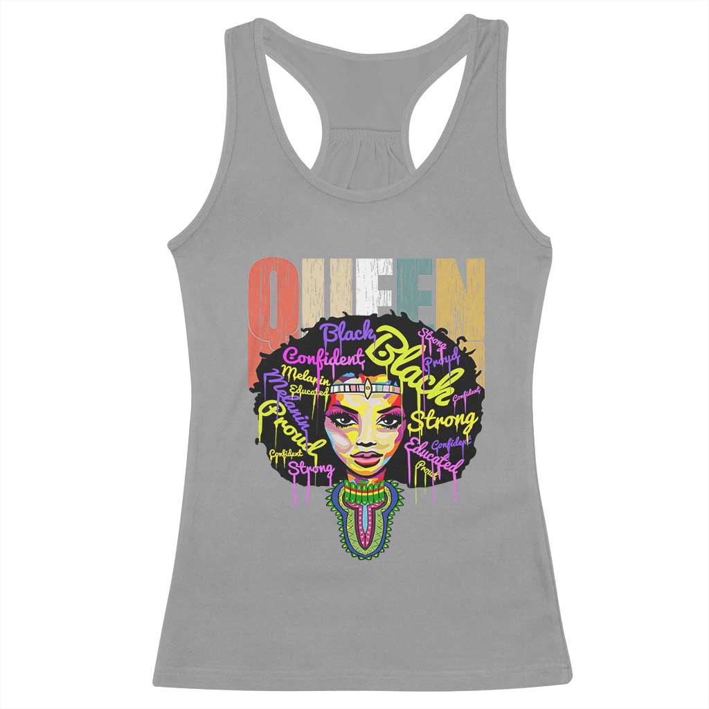 Black Queen Racerback Tank Top Proud Melanin Strong Educated Retro Vintage TS01 Sport Gray Print Your Wear