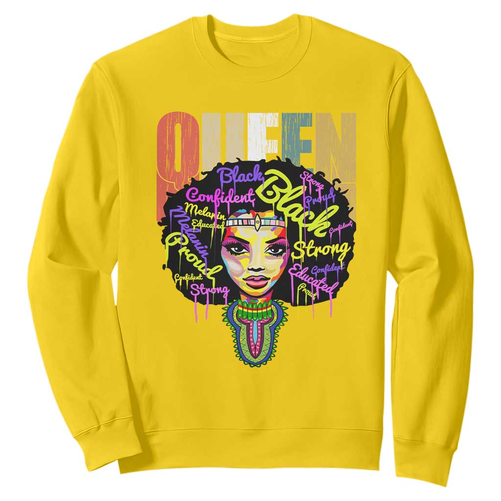 Black Queen Sweatshirt Proud Melanin Strong Educated Retro Vintage TS01 Daisy Printyourwear