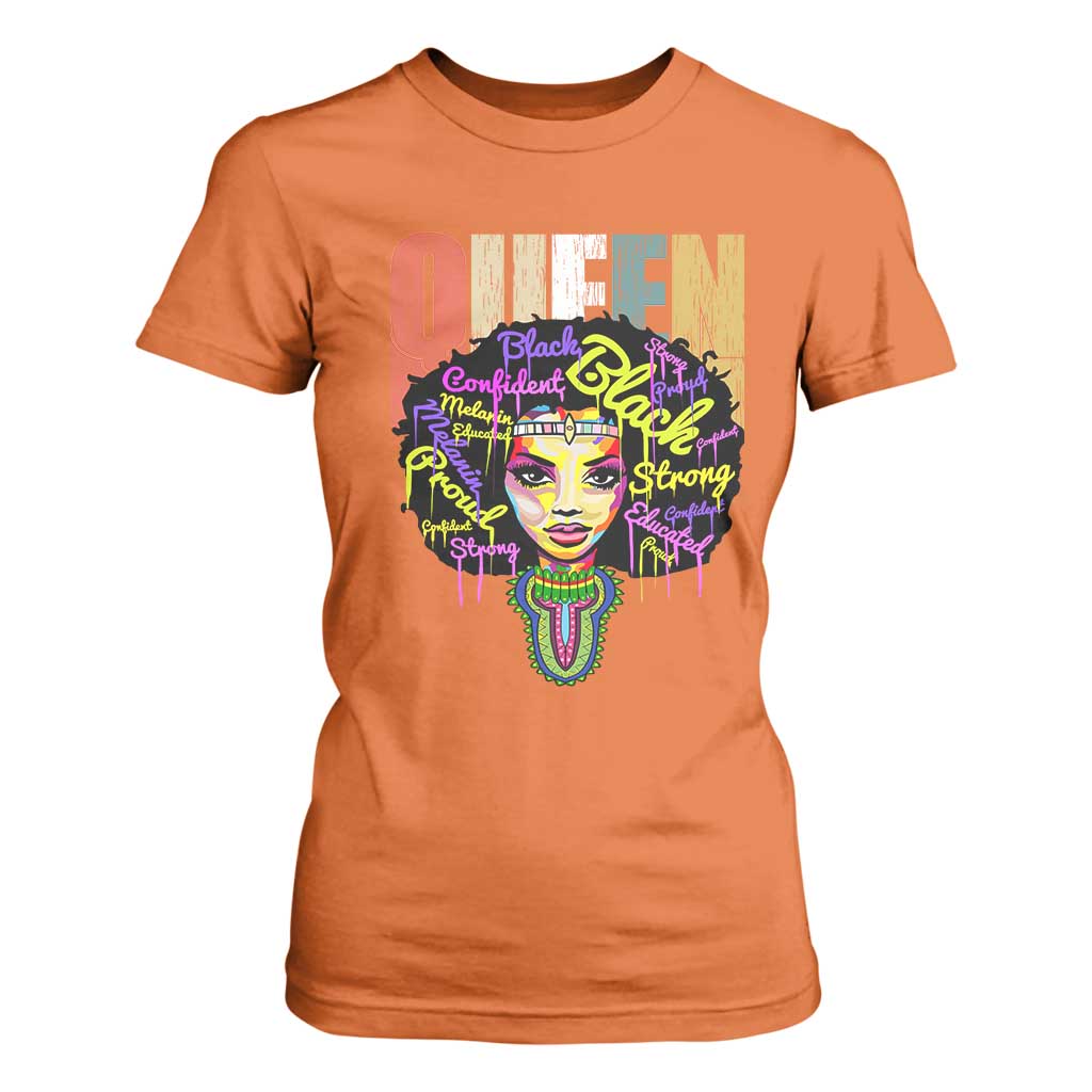 Black Queen T Shirt For Women Proud Melanin Strong Educated Retro Vintage TS01 Orange Print Your Wear