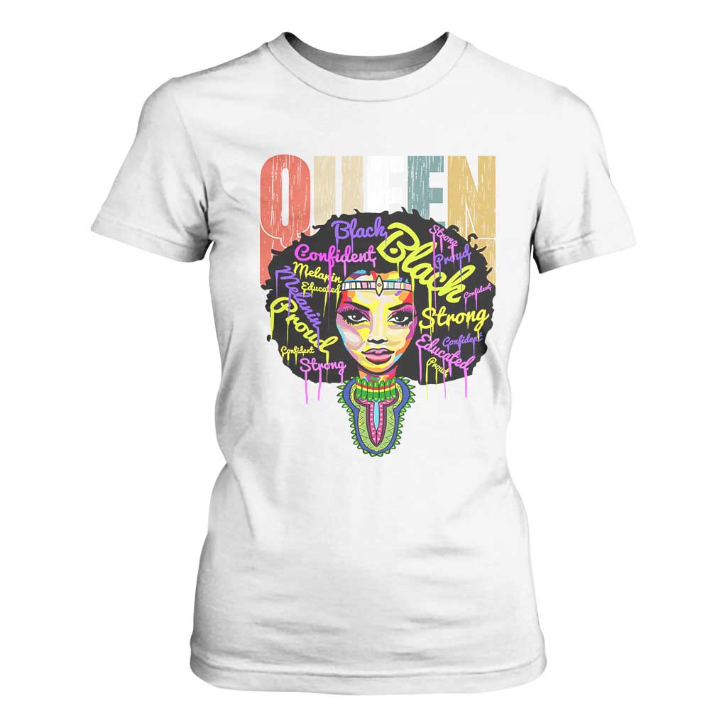 Black Queen T Shirt For Women Proud Melanin Strong Educated Retro Vintage TS01 White Print Your Wear