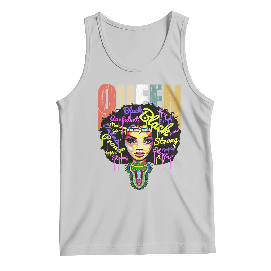 Black Queen Tank Top Proud Melanin Strong Educated Retro Vintage TS01 Ash Print Your Wear