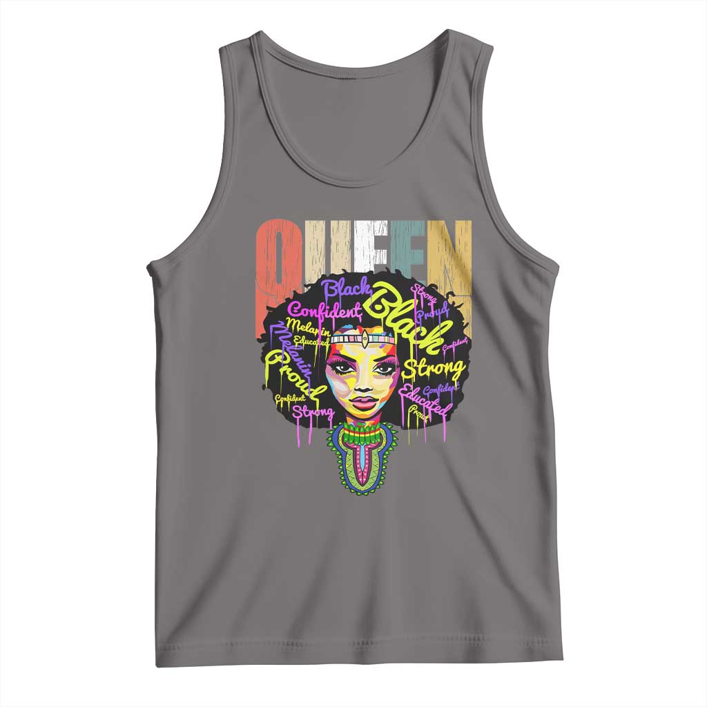 Black Queen Tank Top Proud Melanin Strong Educated Retro Vintage TS01 Deep Heather Print Your Wear