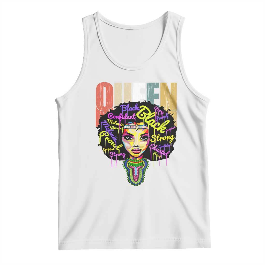 Black Queen Tank Top Proud Melanin Strong Educated Retro Vintage TS01 White Print Your Wear