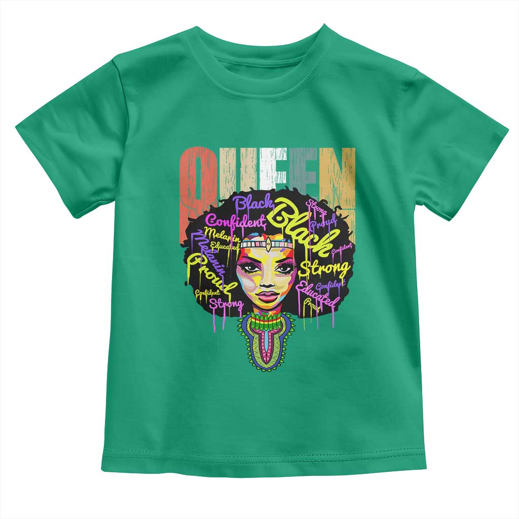 Black Queen Toddler T Shirt Proud Melanin Strong Educated Retro Vintage TS01 Irish Green Print Your Wear