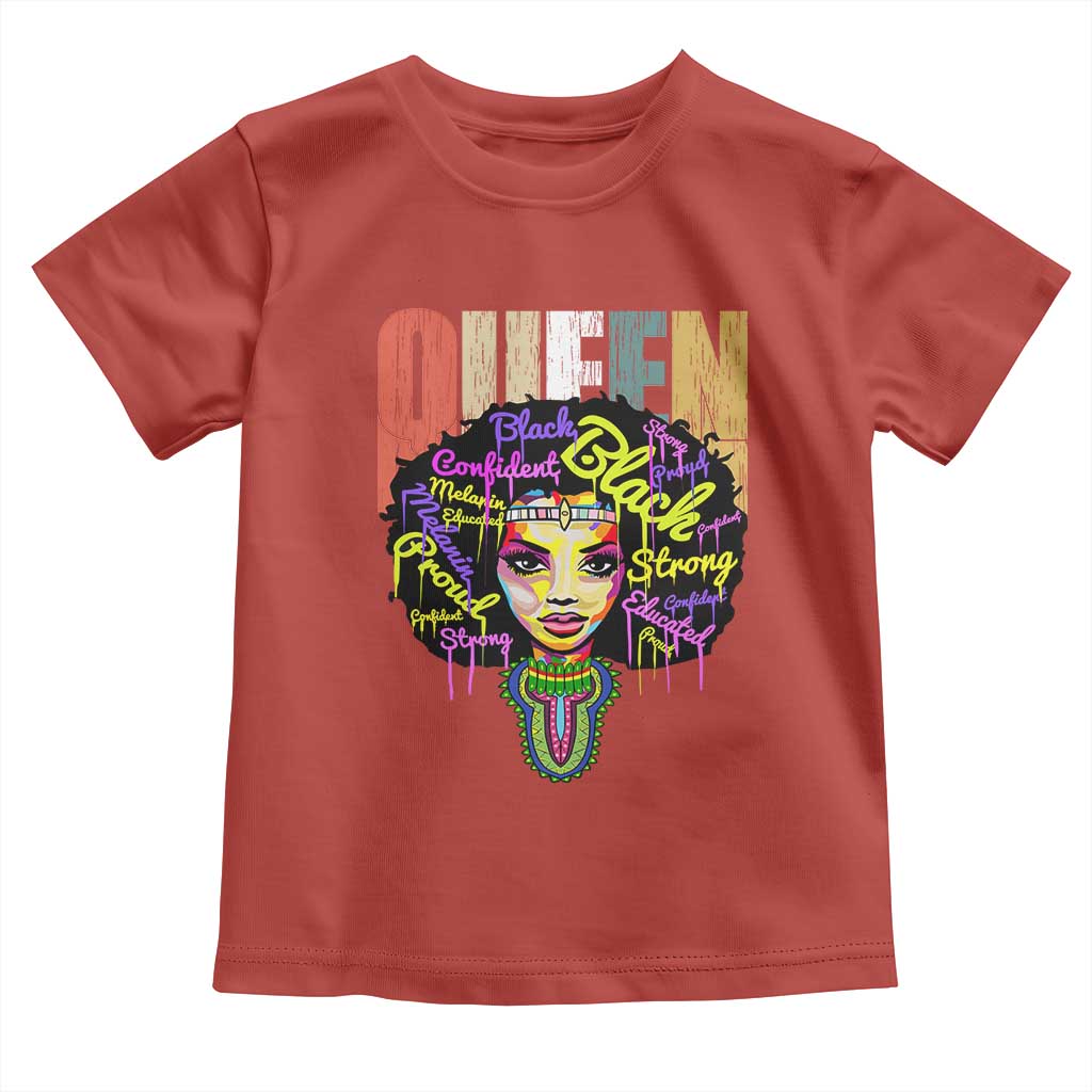 Black Queen Toddler T Shirt Proud Melanin Strong Educated Retro Vintage TS01 Red Print Your Wear