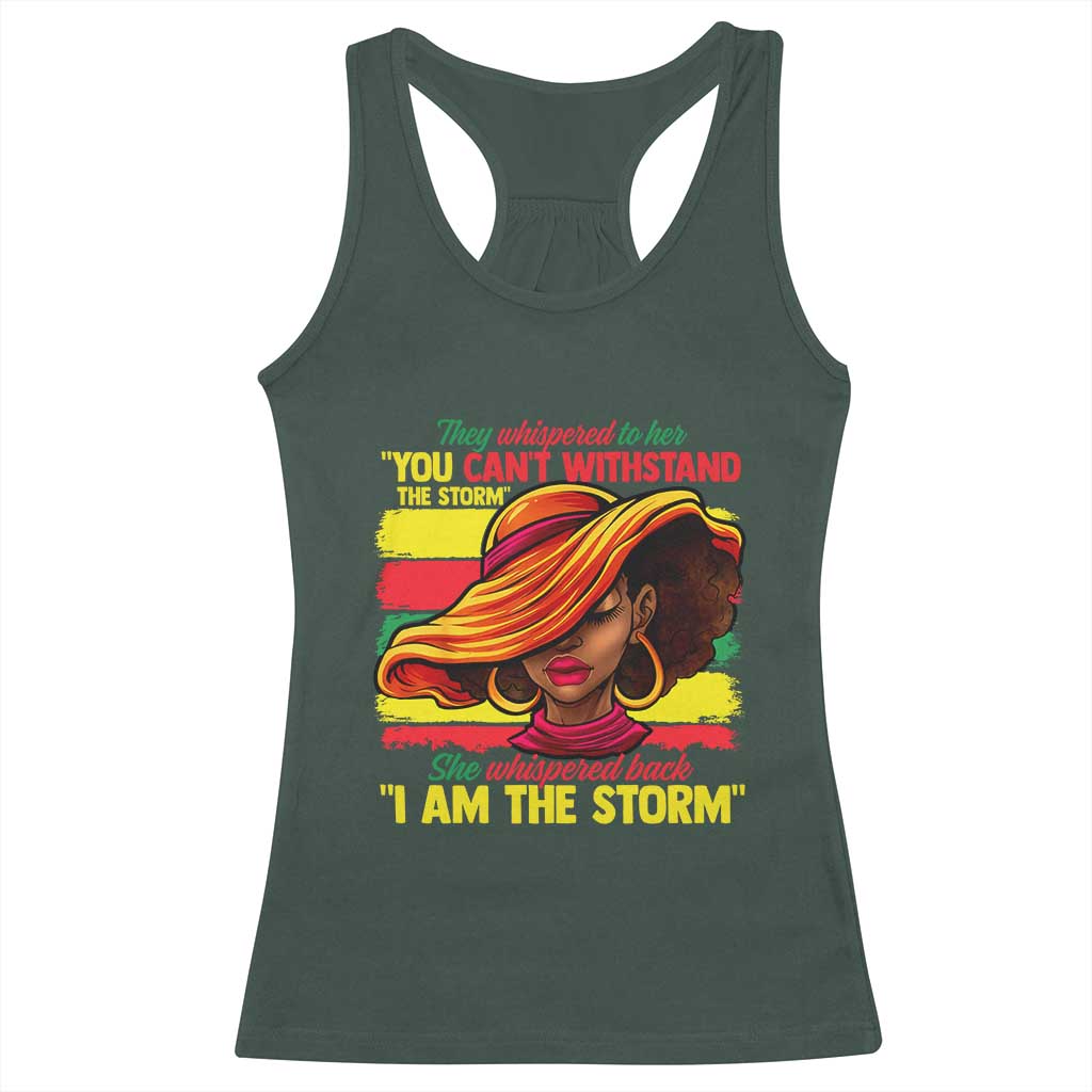 Proud Black African American Ladies Racerback Tank Top Black History Month TS01 Dark Forest Green Print Your Wear