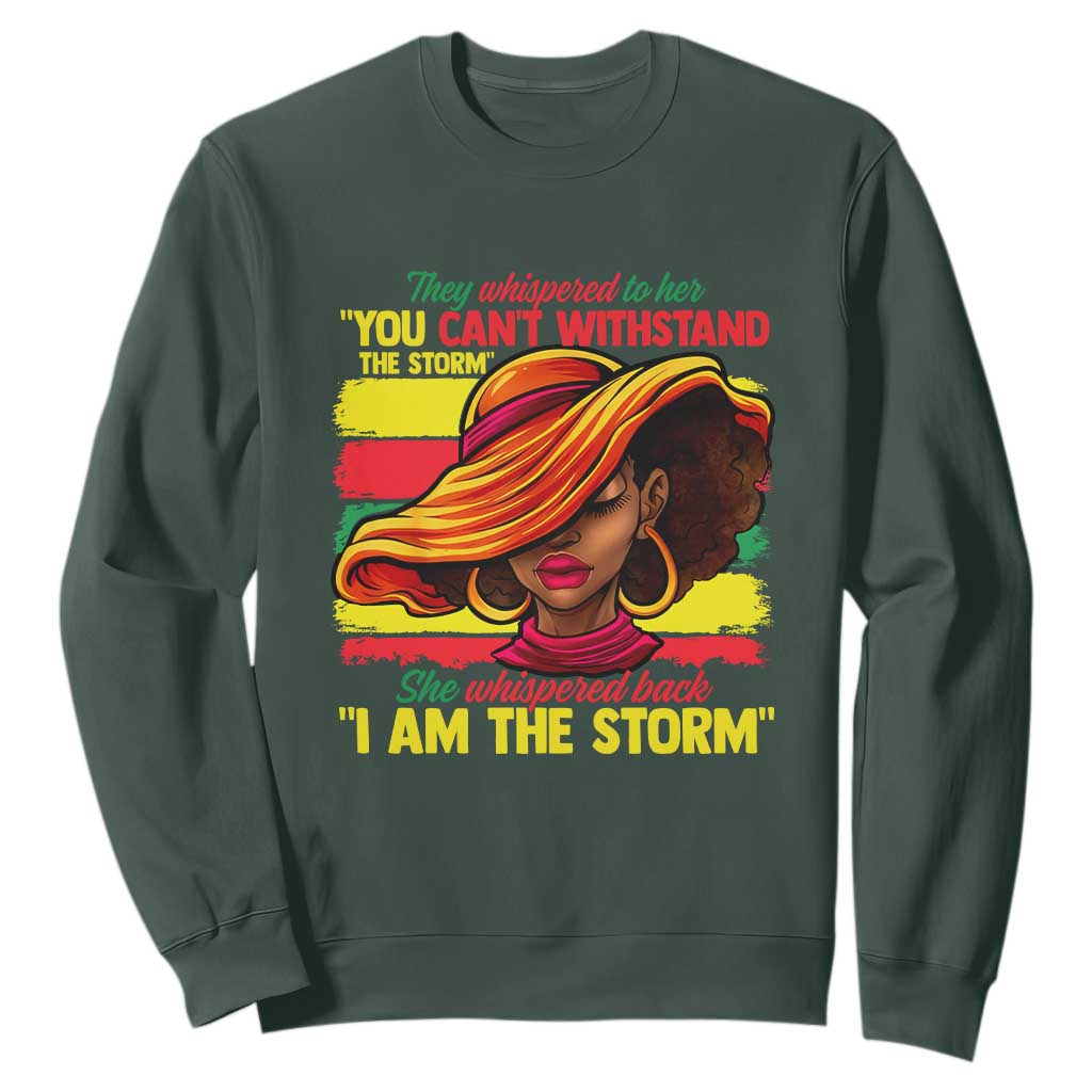 Proud Black African American Ladies Black History Month Sweatshirt TS01 Dark Forest Green Printyourwear