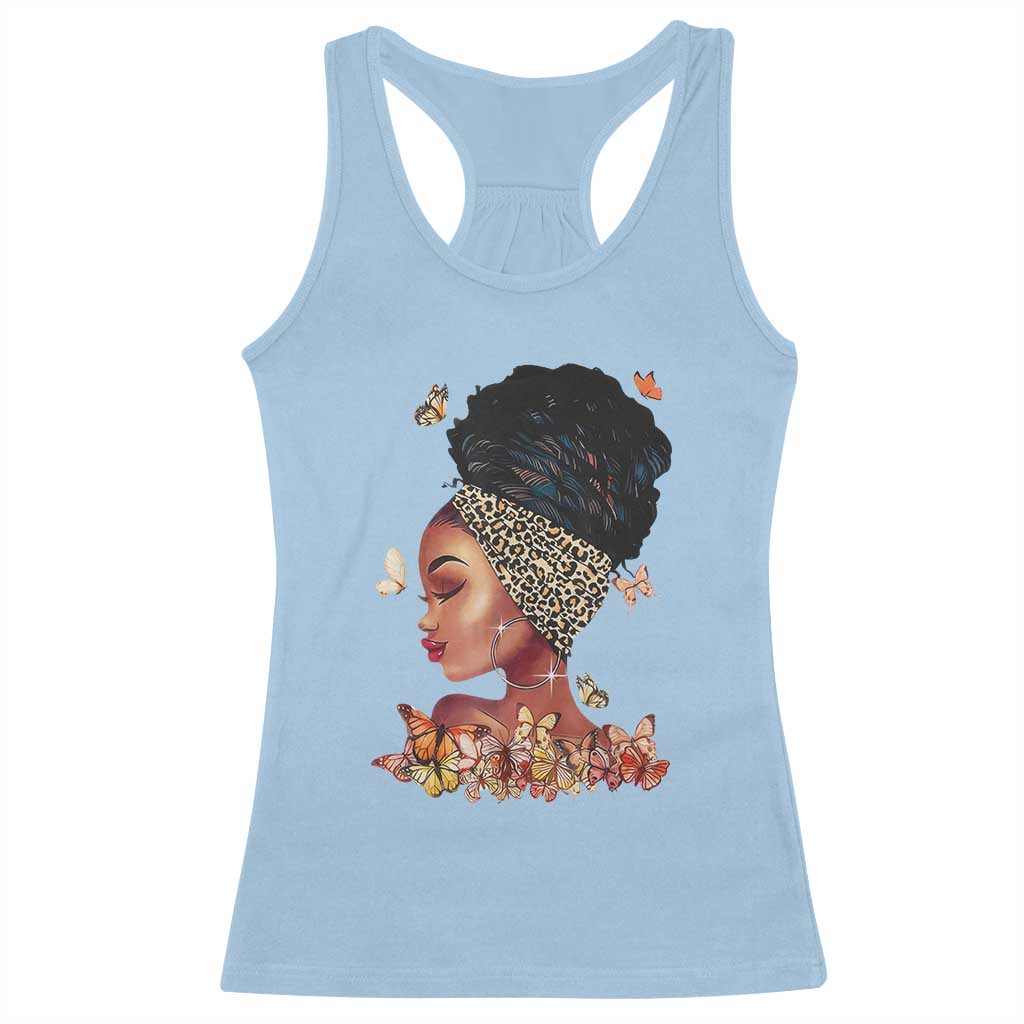 Black Girl Magic Racerback Tank Top Afro Melanin Queen African American Women TS01 Light Blue Print Your Wear