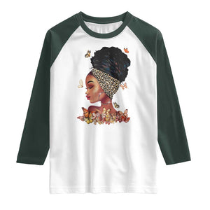 Black Girl Magic Raglan Shirt Afro Melanin Queen African American Women TS01 White Dark Forest Green Print Your Wear