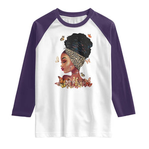 Black Girl Magic Raglan Shirt Afro Melanin Queen African American Women TS01 White Purple Print Your Wear