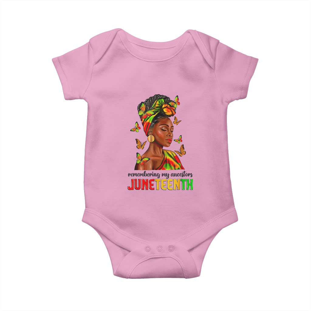 Black Women Baby Onesie Remembering My Ancestors Juneteenth Celebration TS01 Light Pink Print Your Wear
