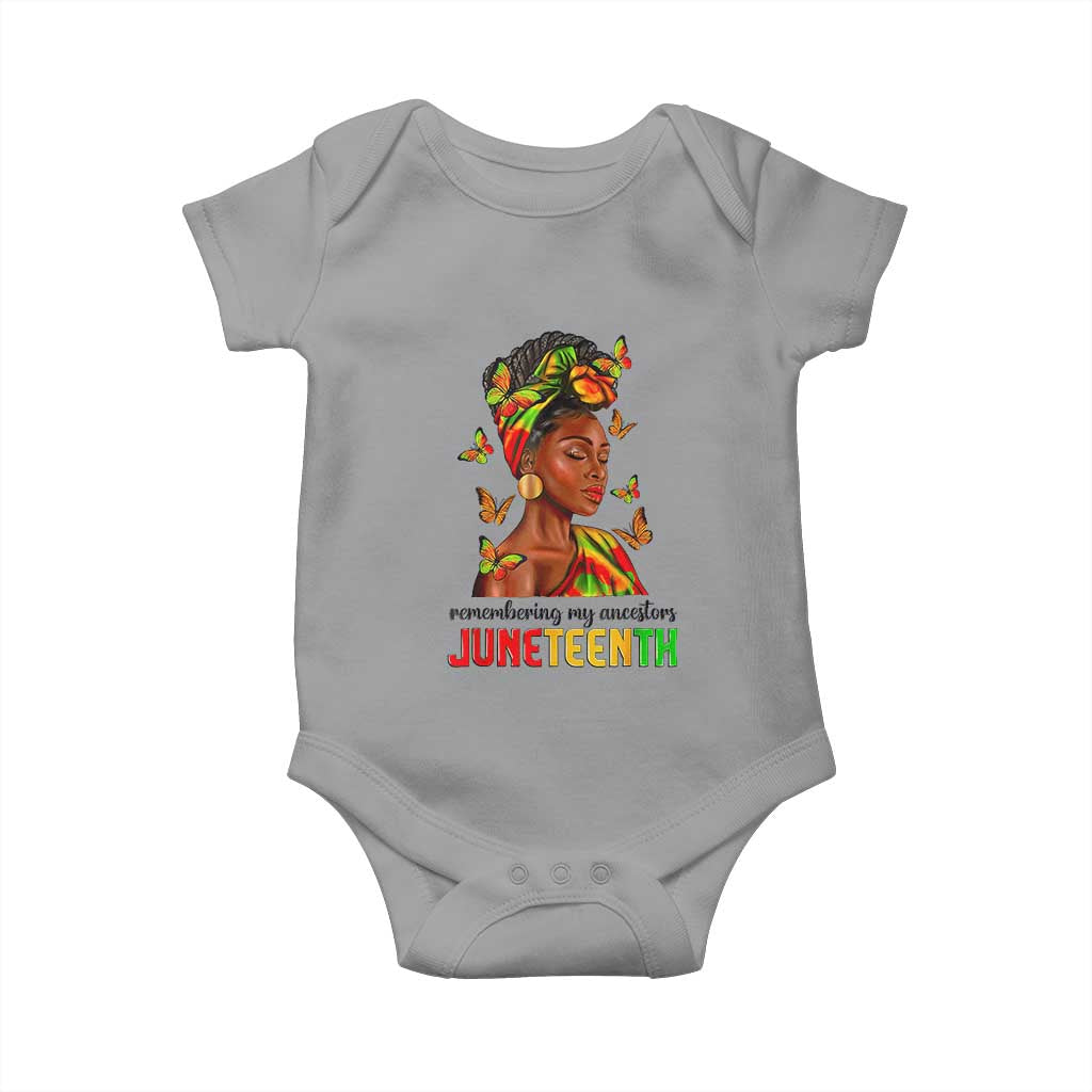 Black Women Baby Onesie Remembering My Ancestors Juneteenth Celebration TS01 Sport Gray Print Your Wear