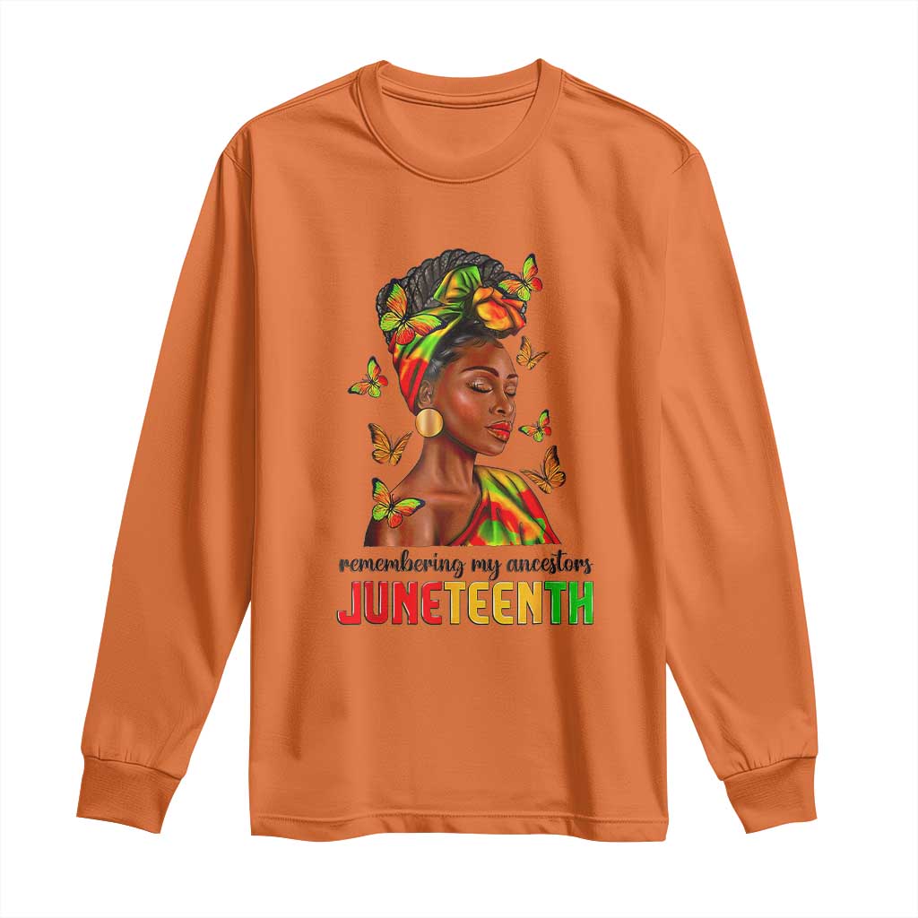 Black Women Long Sleeve Shirt Remembering My Ancestors Juneteenth Celebration TS01 Orange Print Your Wear