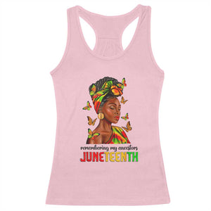 Black Women Racerback Tank Top Remembering My Ancestors Juneteenth Celebration TS01 Light Pink Print Your Wear