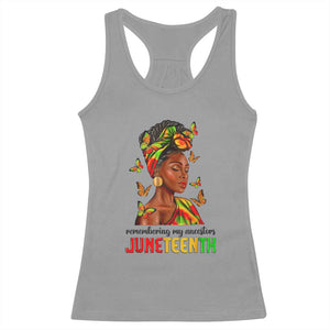 Black Women Racerback Tank Top Remembering My Ancestors Juneteenth Celebration TS01 Sport Gray Print Your Wear