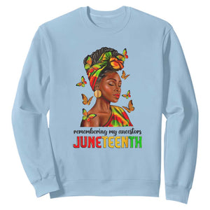 Remembering My Ancestors Juneteenth Celebrate Black Women Sweatshirt TS01 Light Blue Printyourwear