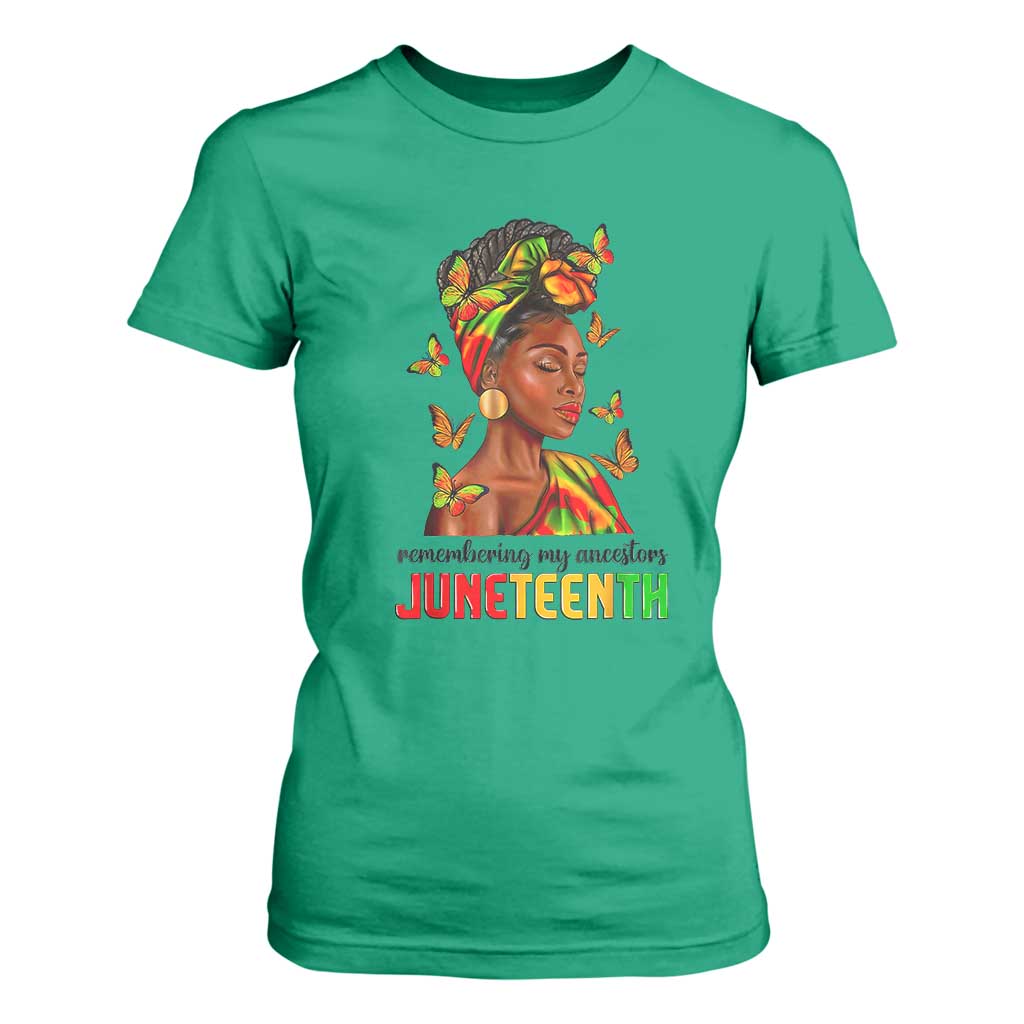Black Women T Shirt For Women Remembering My Ancestors Juneteenth Celebration TS01 Irish Green Print Your Wear