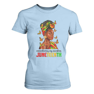 Black Women T Shirt For Women Remembering My Ancestors Juneteenth Celebration TS01 Light Blue Print Your Wear