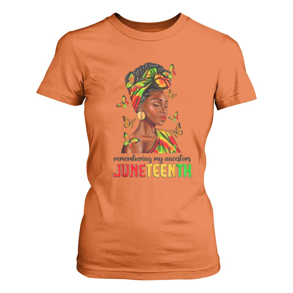 Black Women T Shirt For Women Remembering My Ancestors Juneteenth Celebration TS01 Orange Print Your Wear