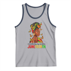 Black Women Tank Top Remembering My Ancestors Juneteenth Celebration TS01 Athletic Heather Navy Print Your Wear