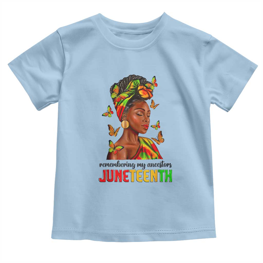 Black Women Toddler T Shirt Remembering My Ancestors Juneteenth Celebration TS01 Light Blue Print Your Wear