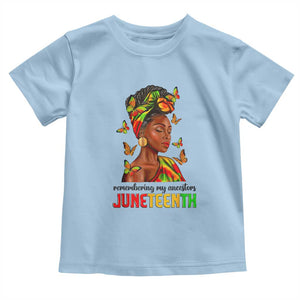 Black Women Toddler T Shirt Remembering My Ancestors Juneteenth Celebration TS01 Light Blue Print Your Wear