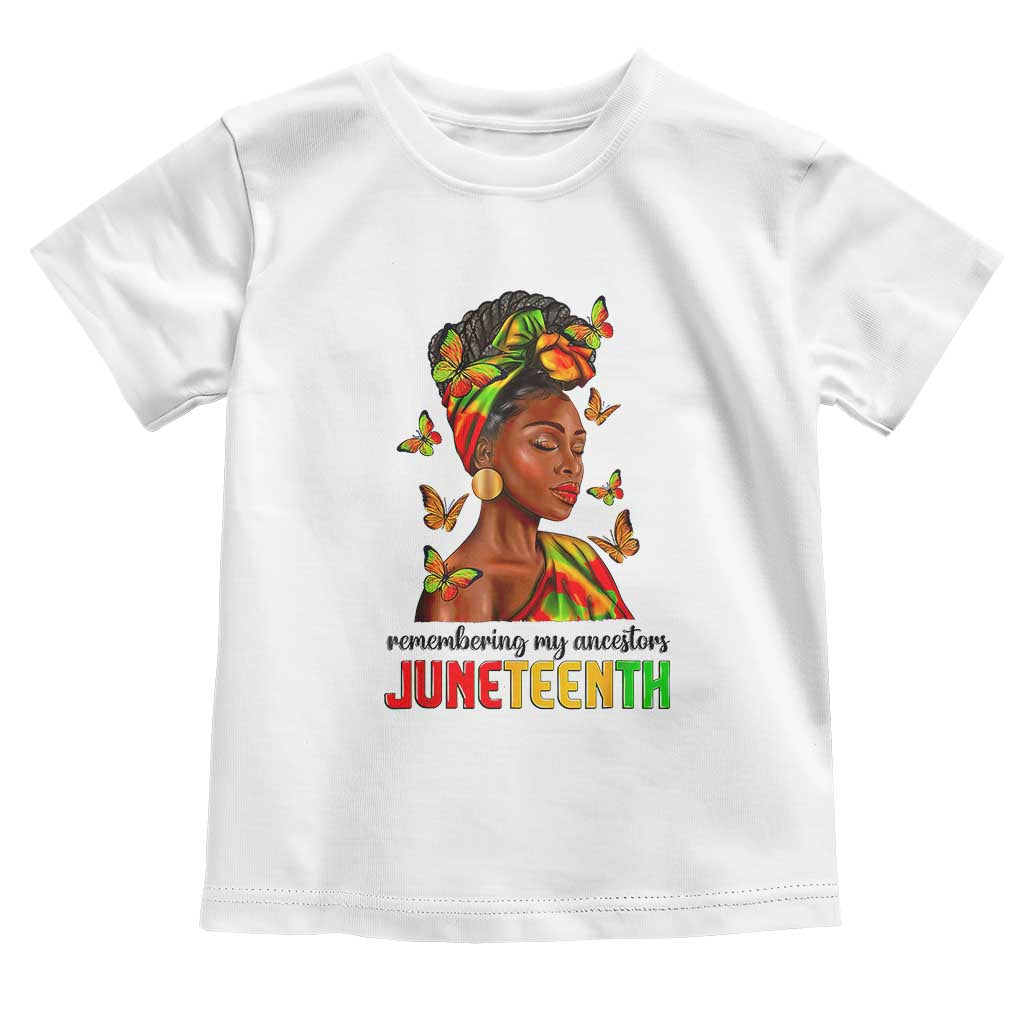 Black Women Toddler T Shirt Remembering My Ancestors Juneteenth Celebration TS01 White Print Your Wear
