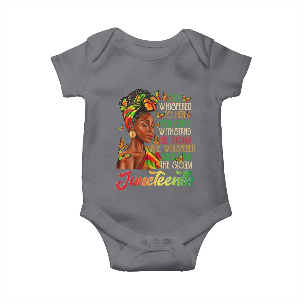 Juneteenth Black Women Baby Onesie I Am The Storm Black History Month TS01 Charcoal Print Your Wear