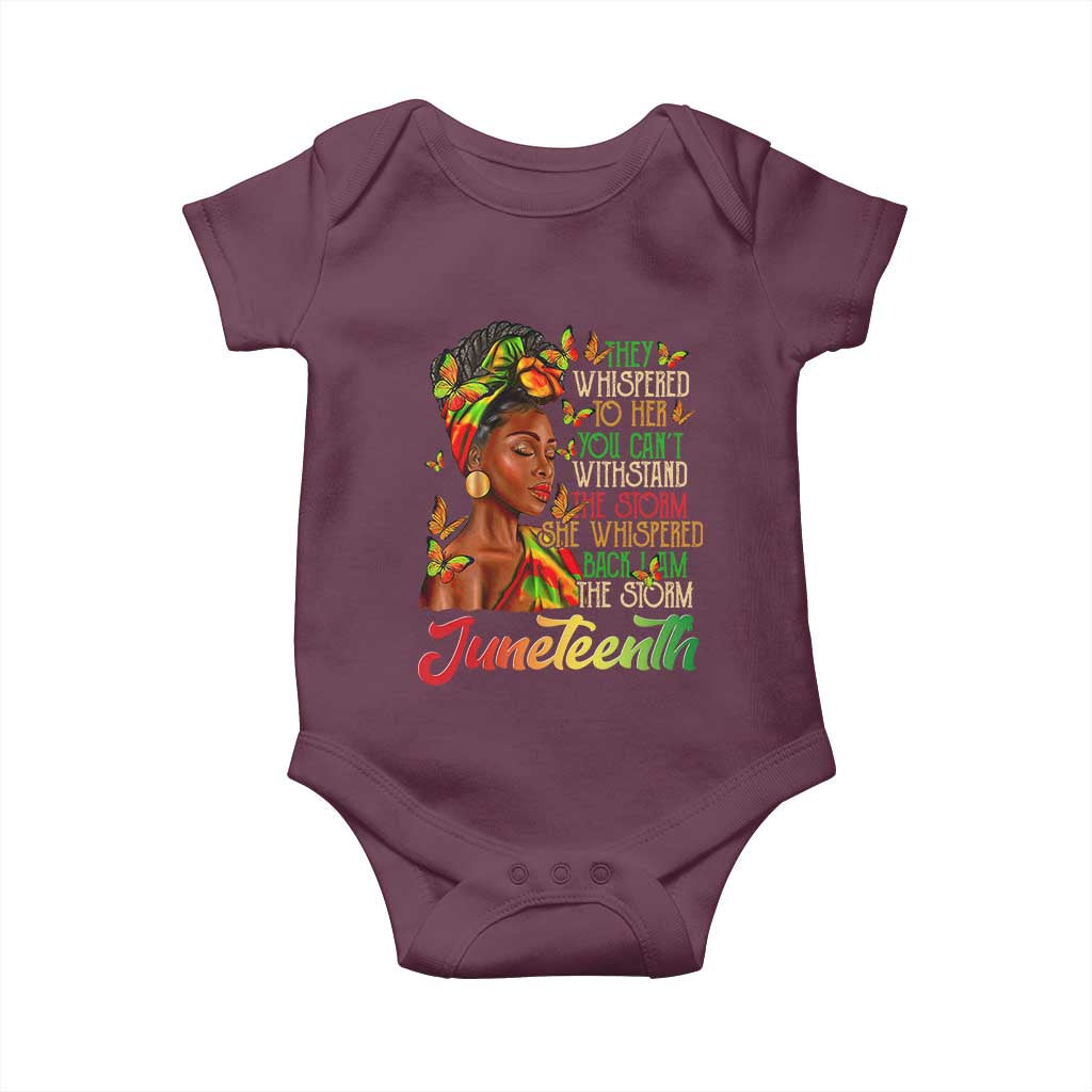 Juneteenth Black Women Baby Onesie I Am The Storm Black History Month TS01 Maroon Print Your Wear