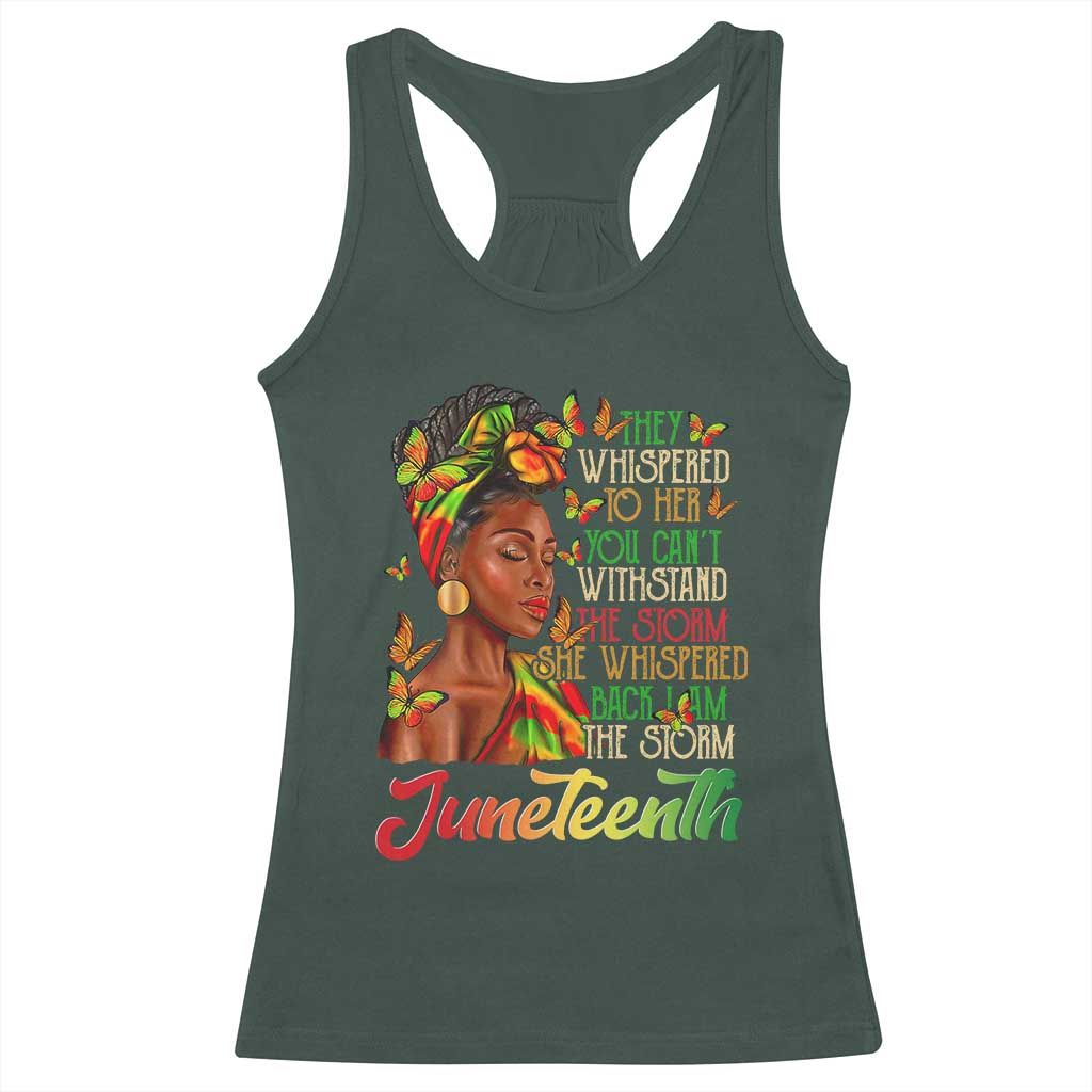Juneteenth Black Women Racerback Tank Top I Am The Storm Black History Month TS01 Dark Forest Green Print Your Wear