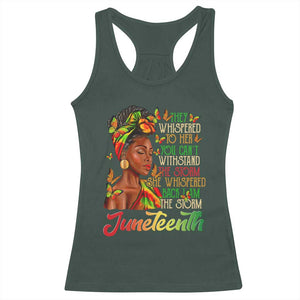 Juneteenth Black Women Racerback Tank Top I Am The Storm Black History Month TS01 Dark Forest Green Print Your Wear