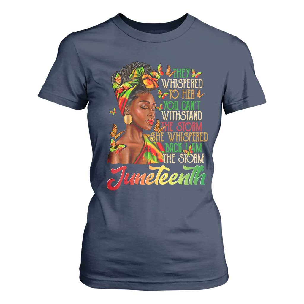 Juneteenth Black Women T Shirt For Women I Am The Storm Black History Month TS01 Navy Print Your Wear
