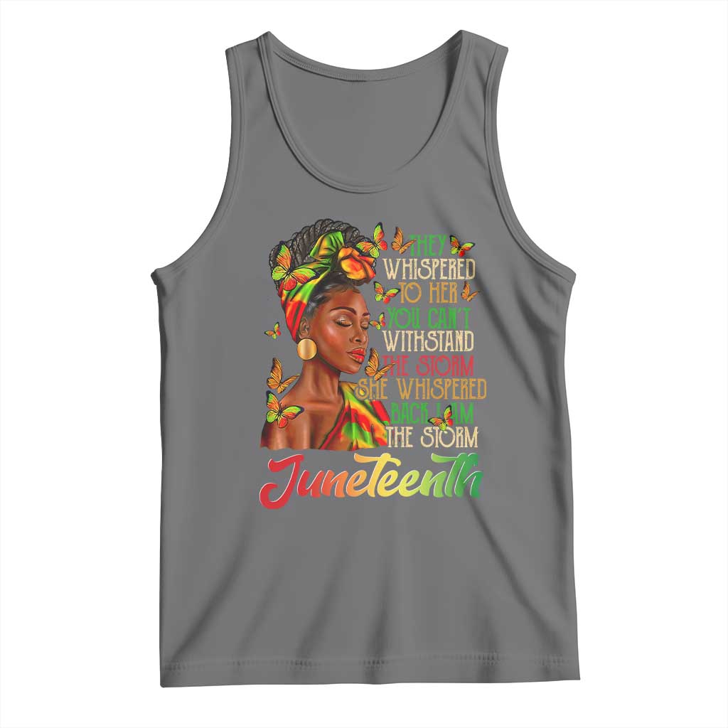 Juneteenth Black Women Tank Top I Am The Storm Black History Month TS01 Black Heather Print Your Wear