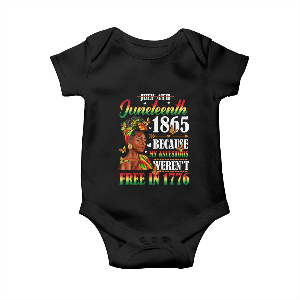 Juneteenth Black Women Baby Onesie Because My Ancestor Weren't Free in 1776 TS01 Black Print Your Wear