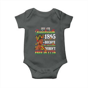 Juneteenth Black Women Baby Onesie Because My Ancestor Weren't Free in 1776 TS01 Dark Heather Print Your Wear