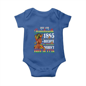 Juneteenth Black Women Baby Onesie Because My Ancestor Weren't Free in 1776 TS01 Royal Blue Print Your Wear