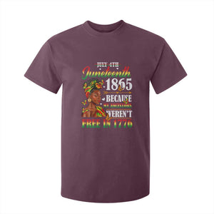 Juneteenth Black Women T Shirt For Kid Because My Ancestor Weren't Free in 1776 TS01 Maroon Print Your Wear