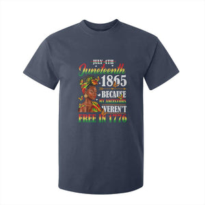 Juneteenth Black Women T Shirt For Kid Because My Ancestor Weren't Free in 1776 TS01 Navy Print Your Wear