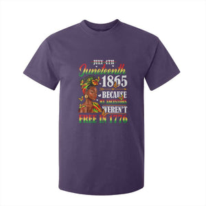 Juneteenth Black Women T Shirt For Kid Because My Ancestor Weren't Free in 1776 TS01 Purple Print Your Wear